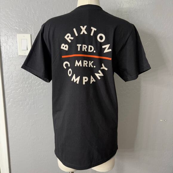 Brixton Black Graphic Tee – TRD MRK Company Logo T-Shirt - Picture 2 of 5
